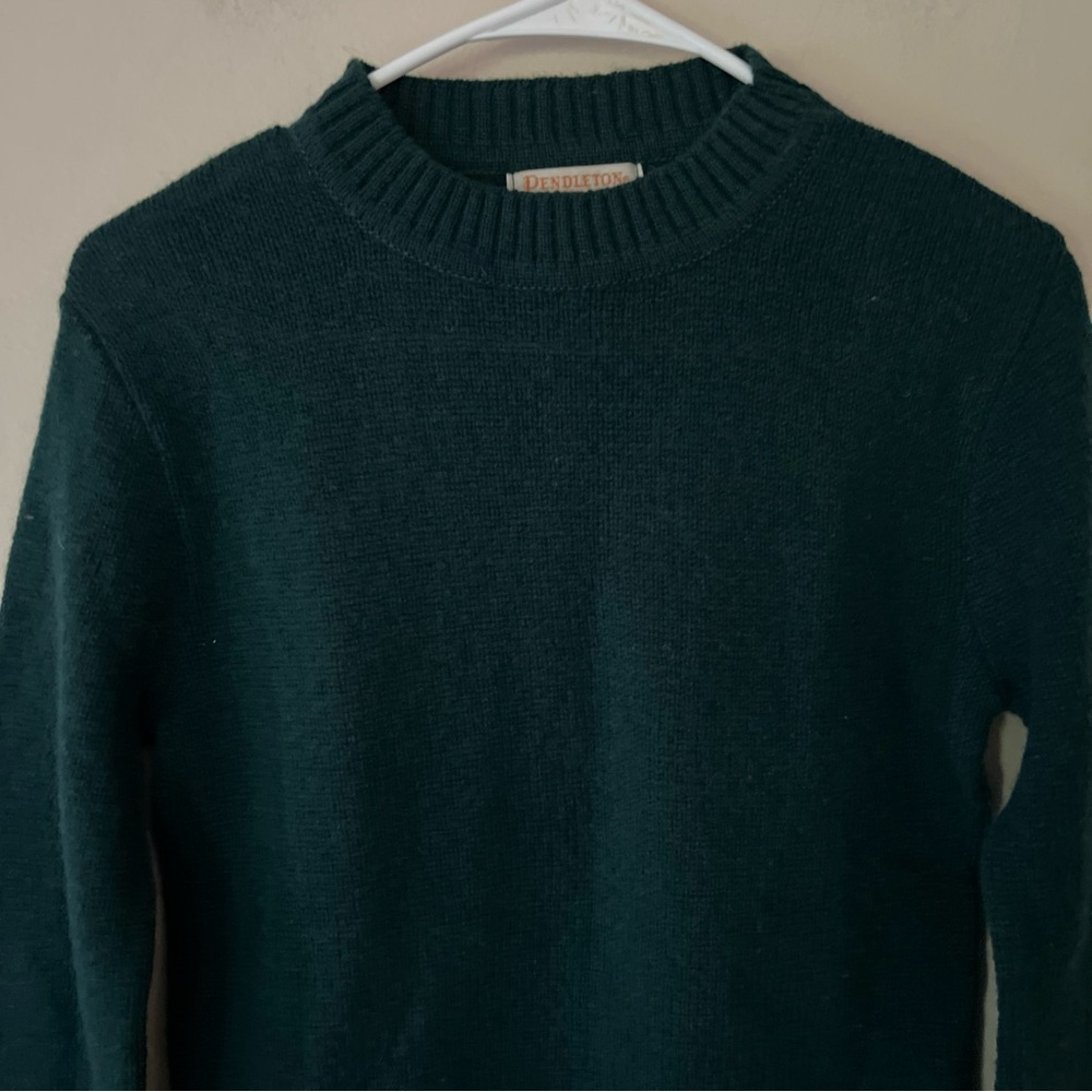 Vintage Pendleton Virgin Wool Green Pull Over Swe… - image 2